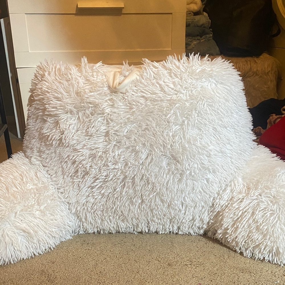 Cozy White Shaggy Pillow